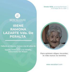 IRENE RAMONA LAZARTE Vda. DE PERALTA Q.E.P.D.-