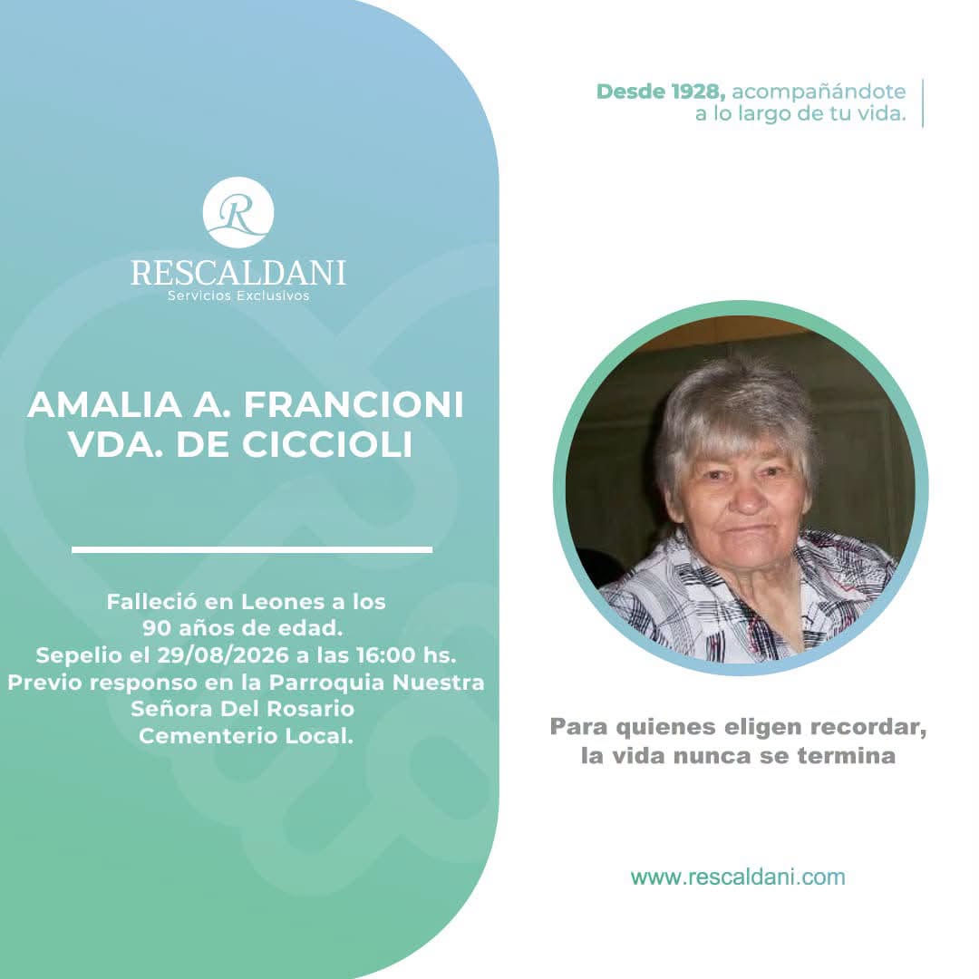 AMALIA A. FRANCIONI VDA. DE CICCIOLI -Q.E.P.D.-