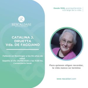 CATALINA J. DRUETTA Vda. DE FAGGIANO